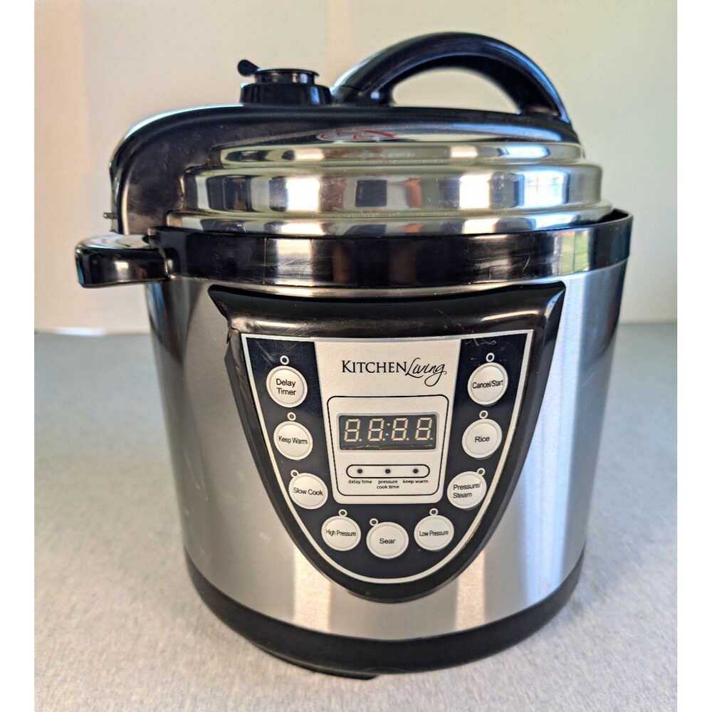 Kitchen Living 6 Qt 900W Electric Pressure Cooker 9-Program SS w/Lid Rack